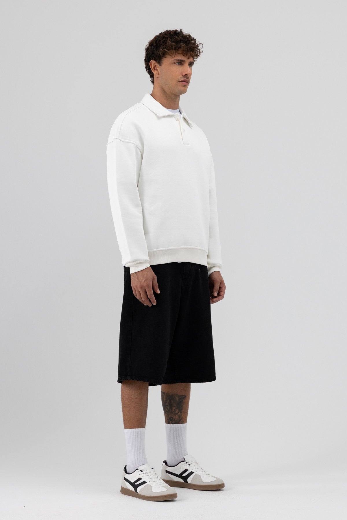 Basic Polo Yaka Sweatshirt
