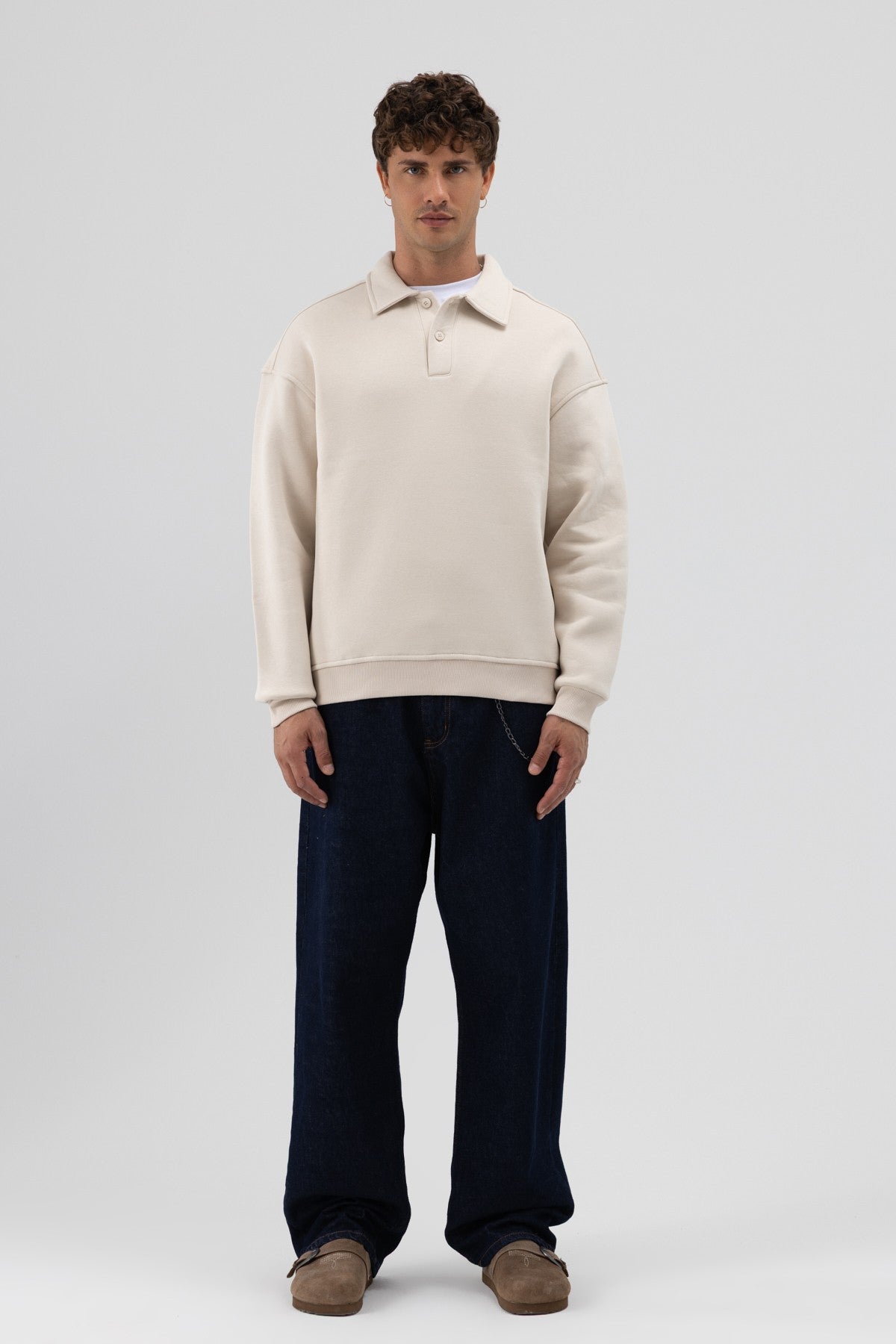 Basic Polo Yaka Sweatshirt