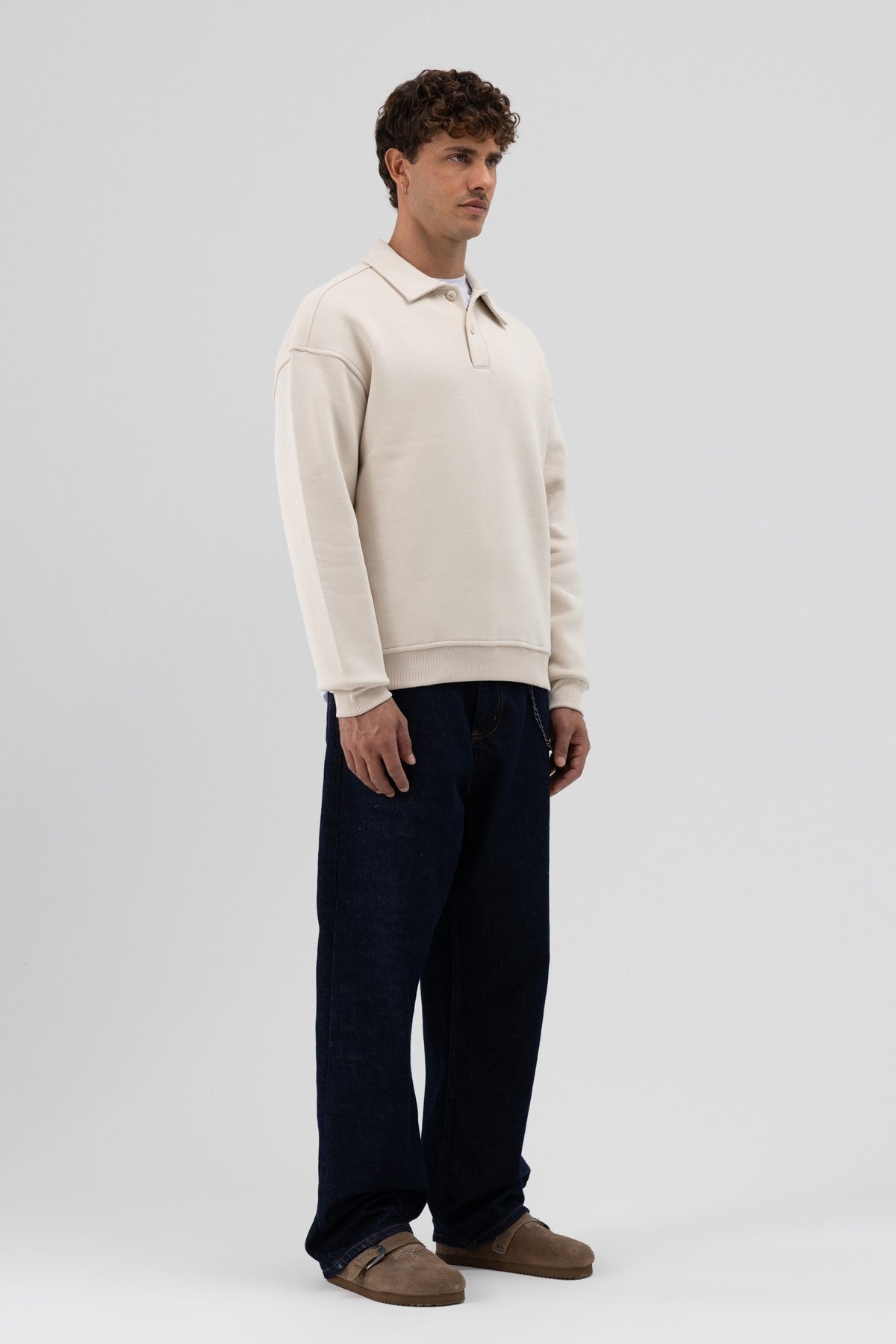 Basic Polo Yaka Sweatshirt