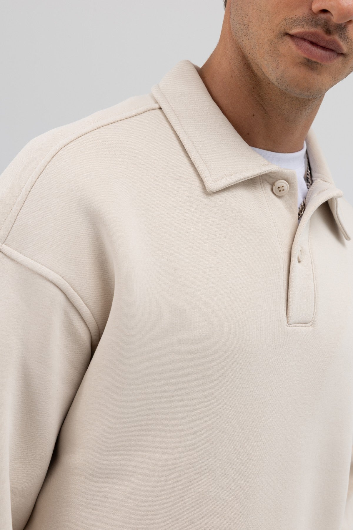 Basic Polo Yaka Sweatshirt