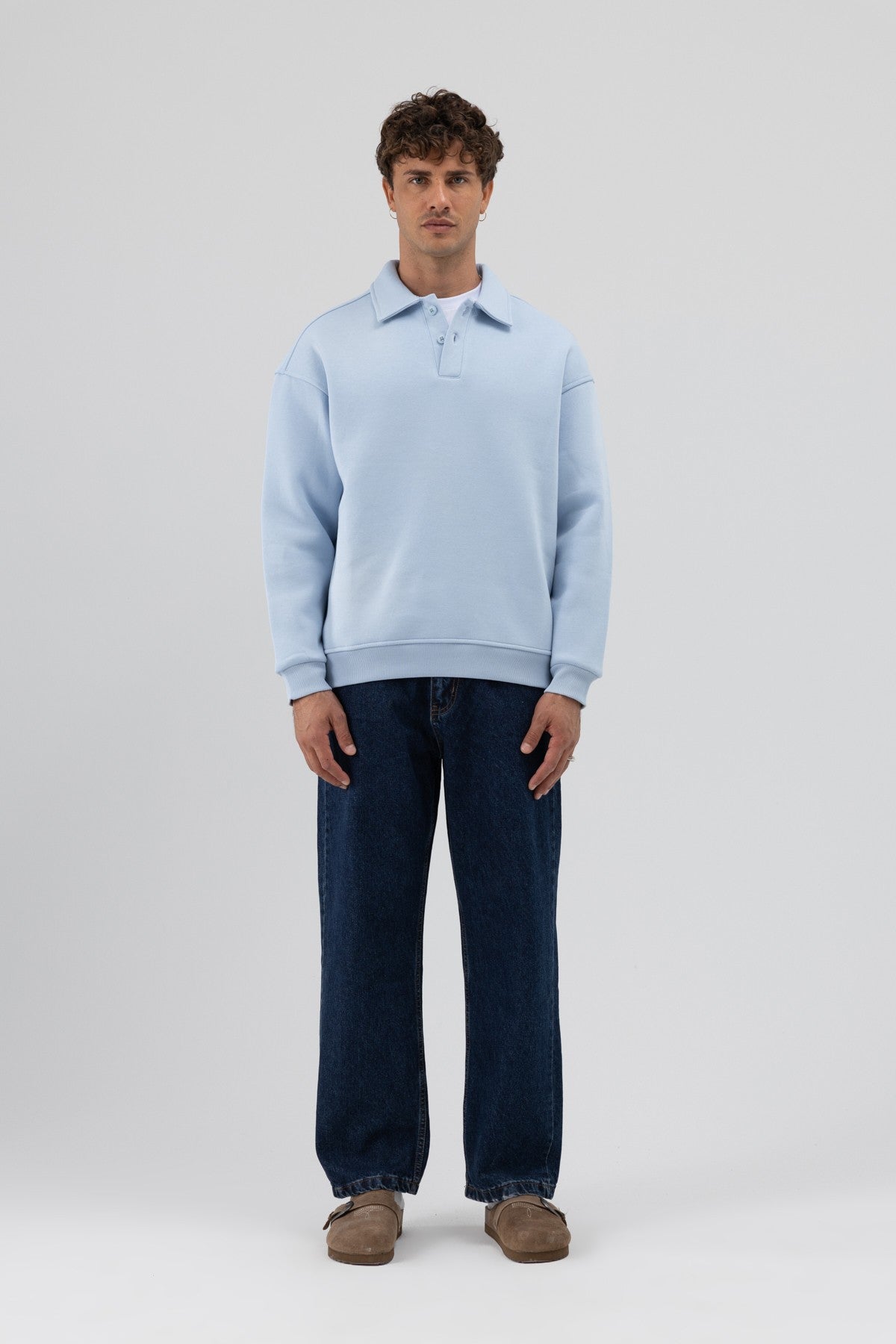 Basic Polo Yaka Sweatshirt