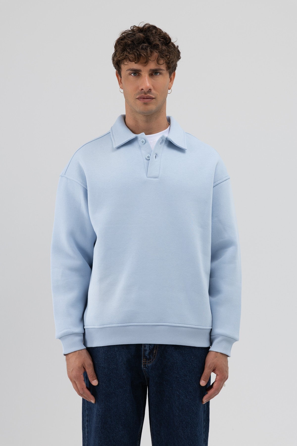 Basic Polo Yaka Sweatshirt