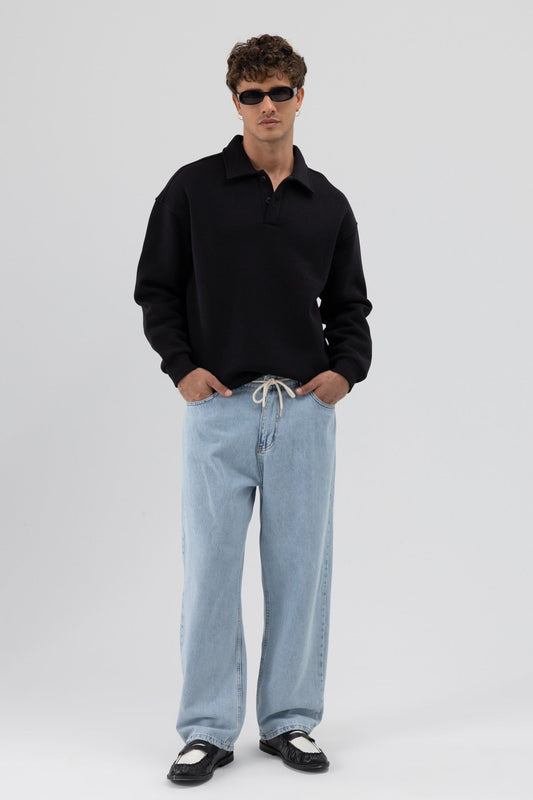 Basic Polo Yaka Sweatshirt