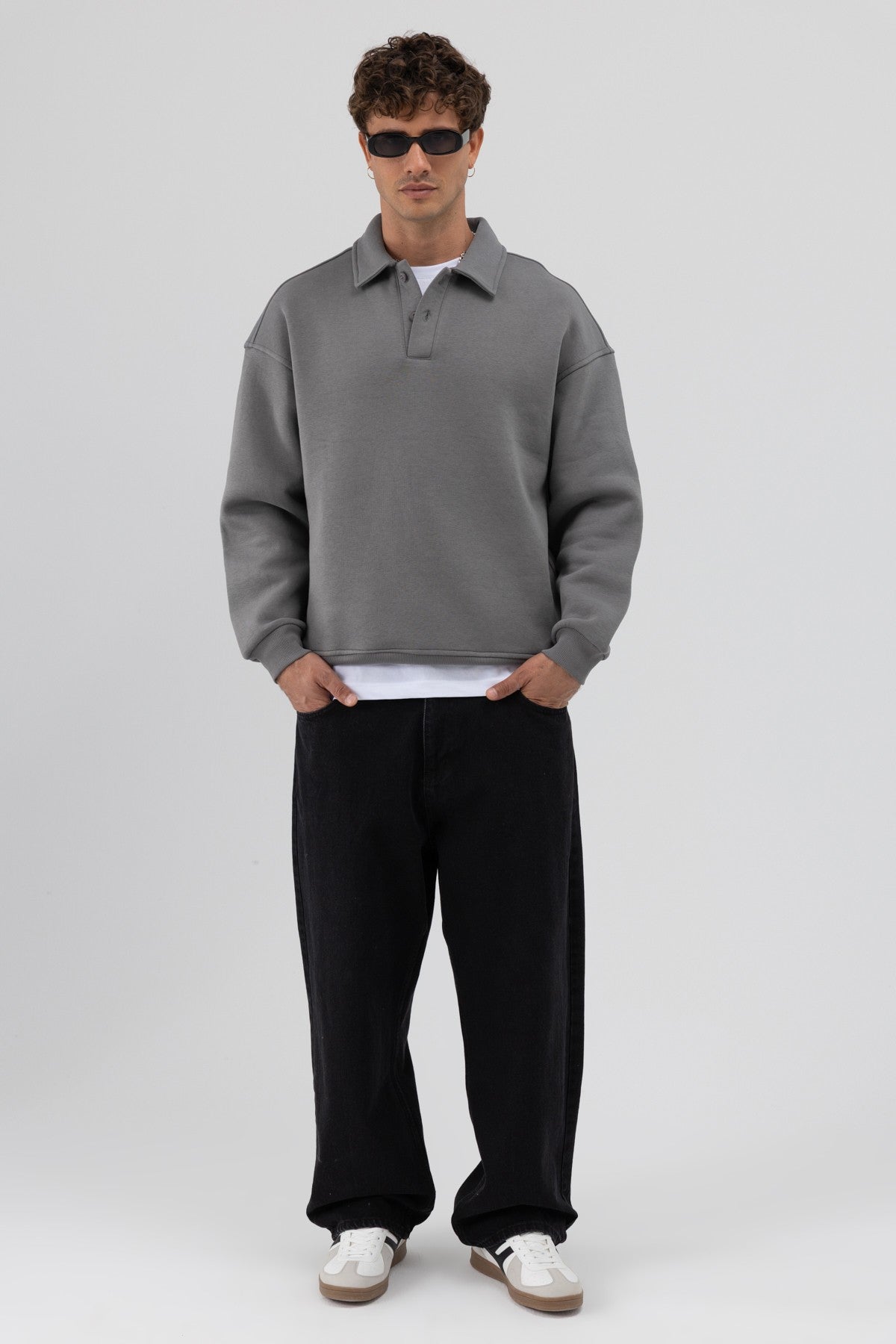 Basic Polo Yaka Sweatshirt