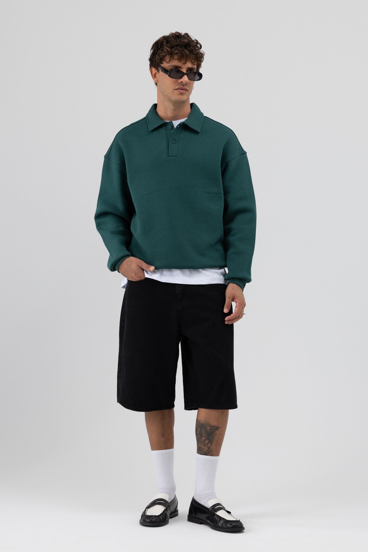 Basic Polo Yaka Sweatshirt