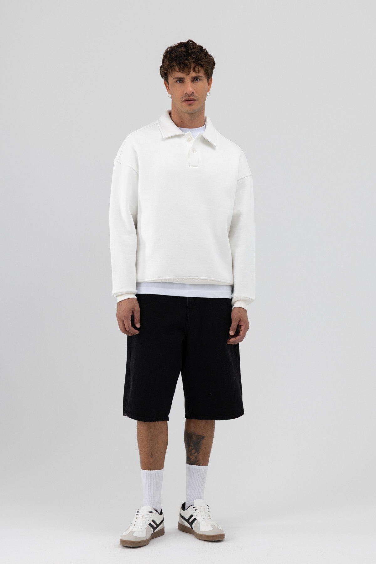 Basic Polo Yaka Sweatshirt
