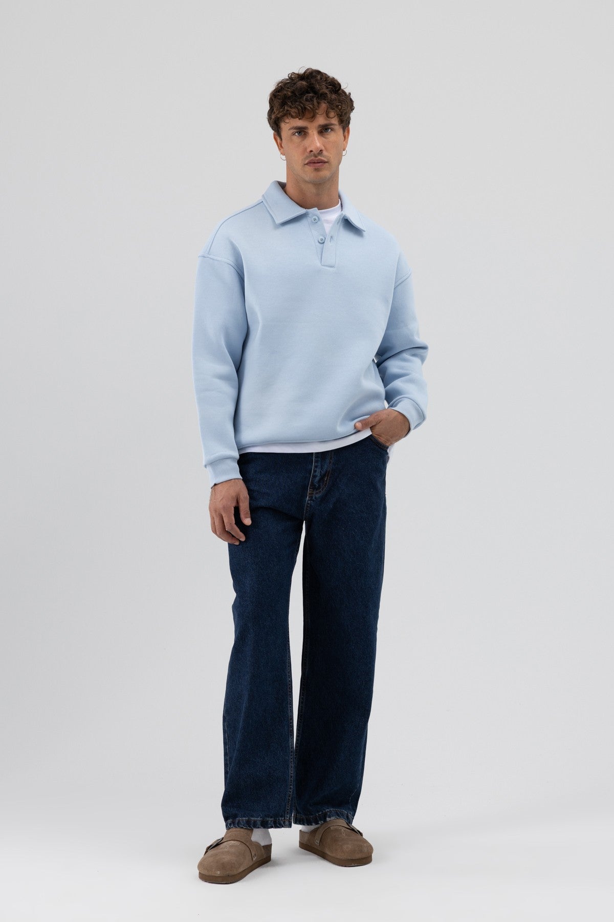 Basic Polo Yaka Sweatshirt