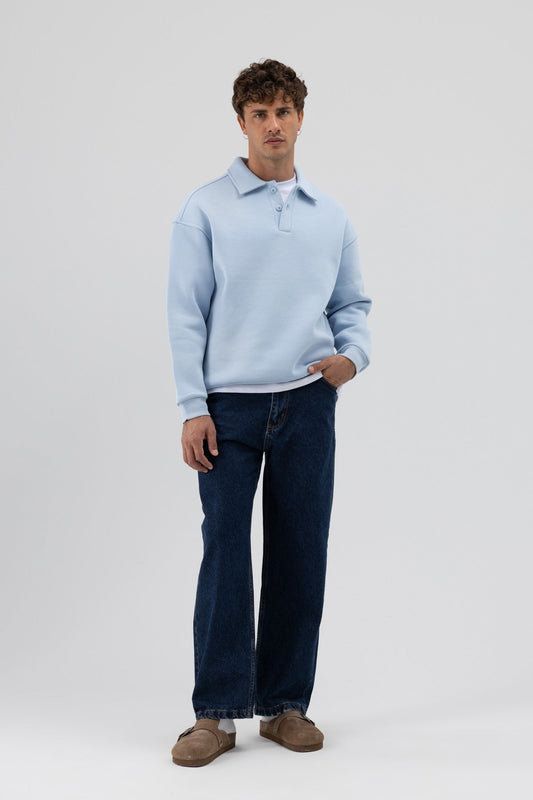 Basic Polo Yaka Sweatshirt