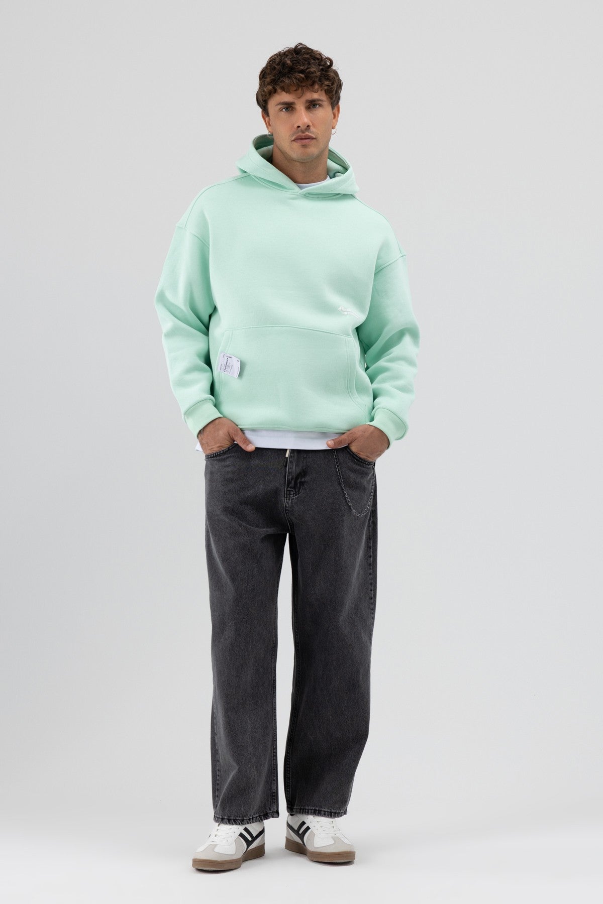 Oversize Kapüşonlu Baskılı Sweatshirt