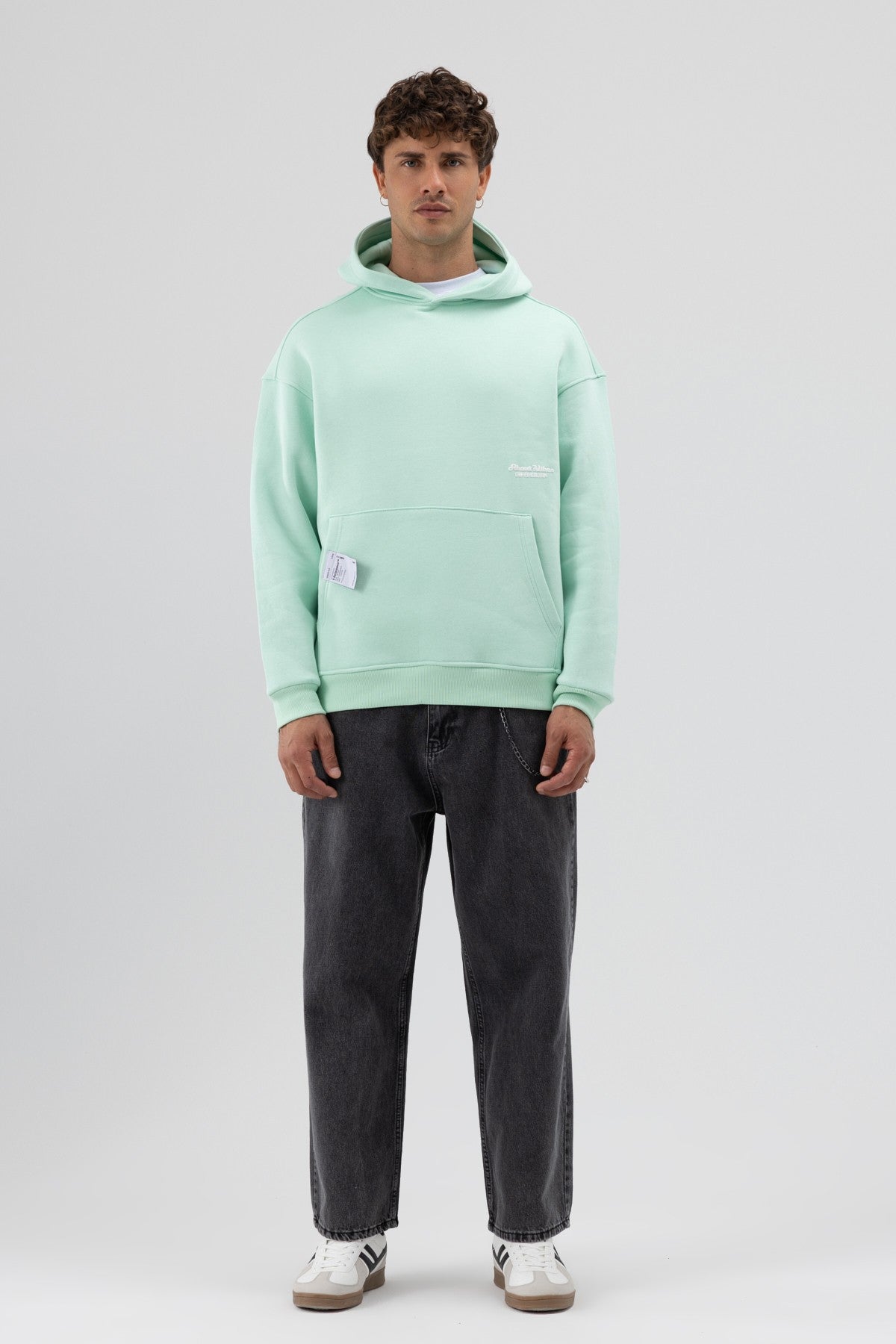 Oversize Kapüşonlu Baskılı Sweatshirt