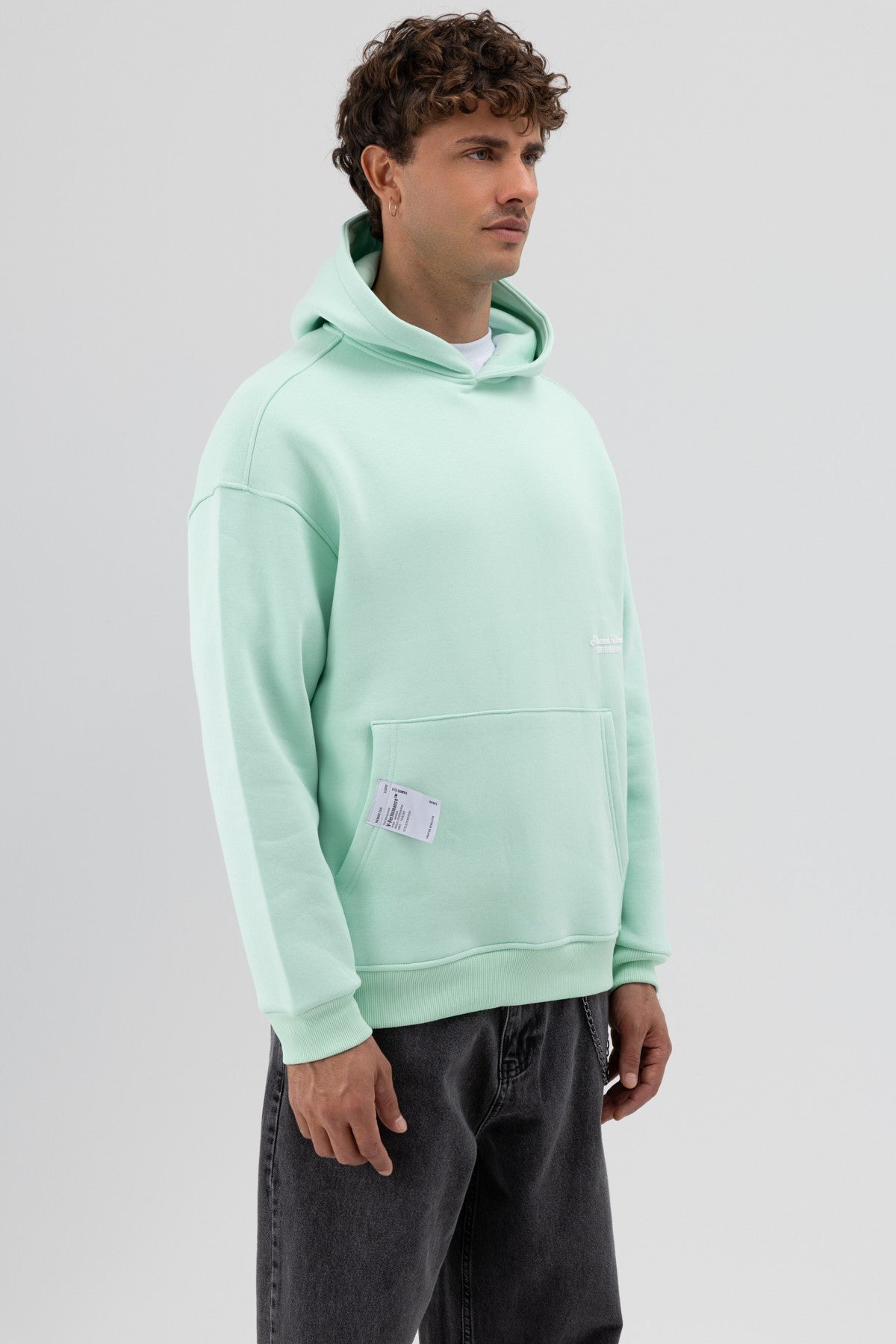 Oversize Kapüşonlu Baskılı Sweatshirt