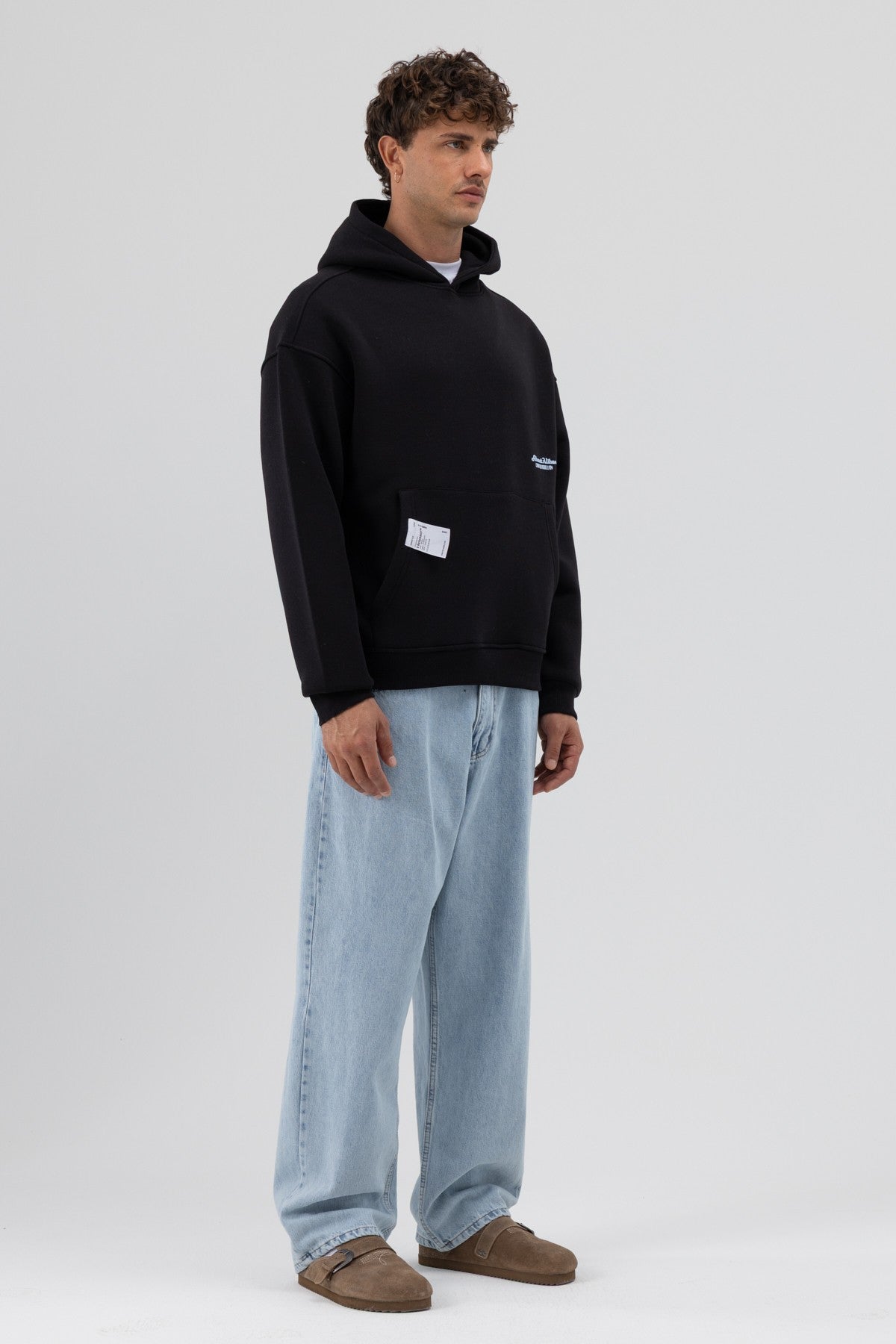 Oversize Kapüşonlu Baskılı Sweatshirt