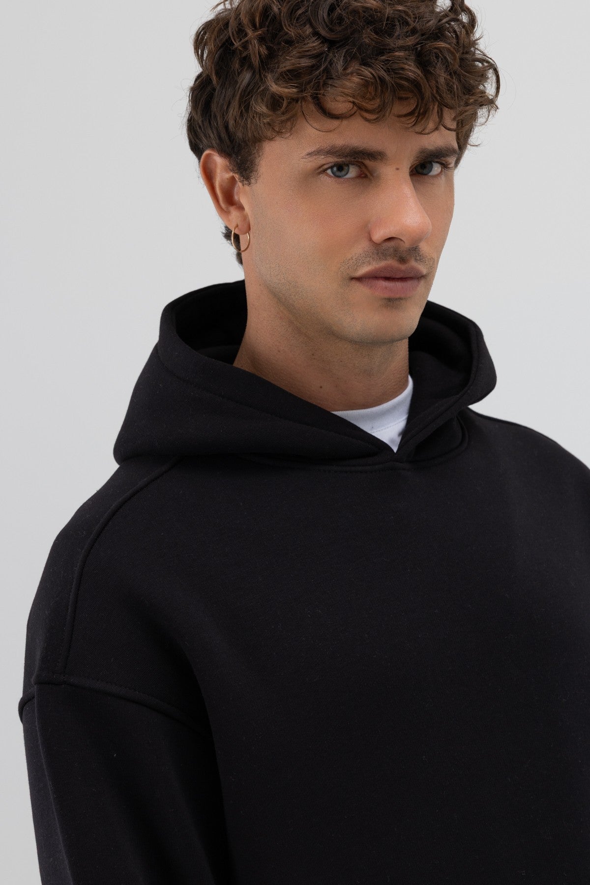Oversize Kapüşonlu Baskılı Sweatshirt
