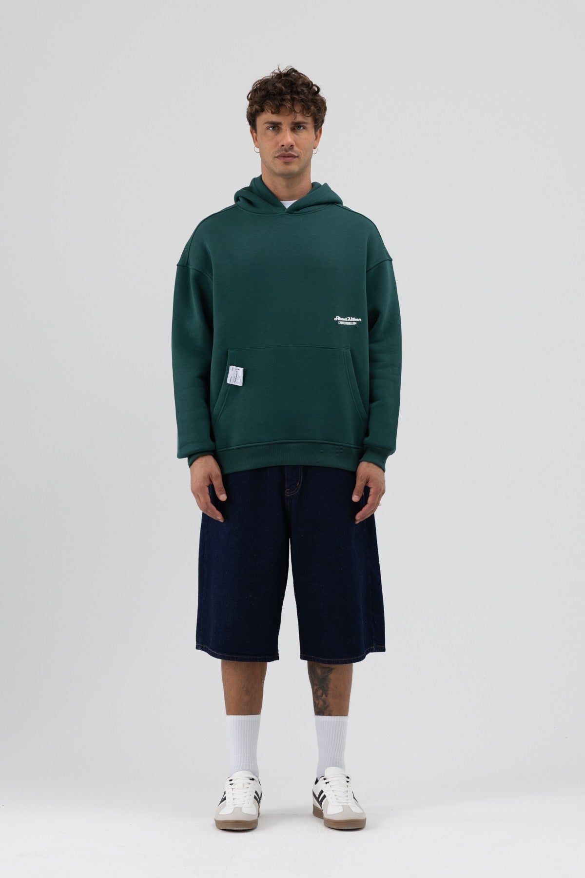 Oversize Kapüşonlu Baskılı Sweatshirt