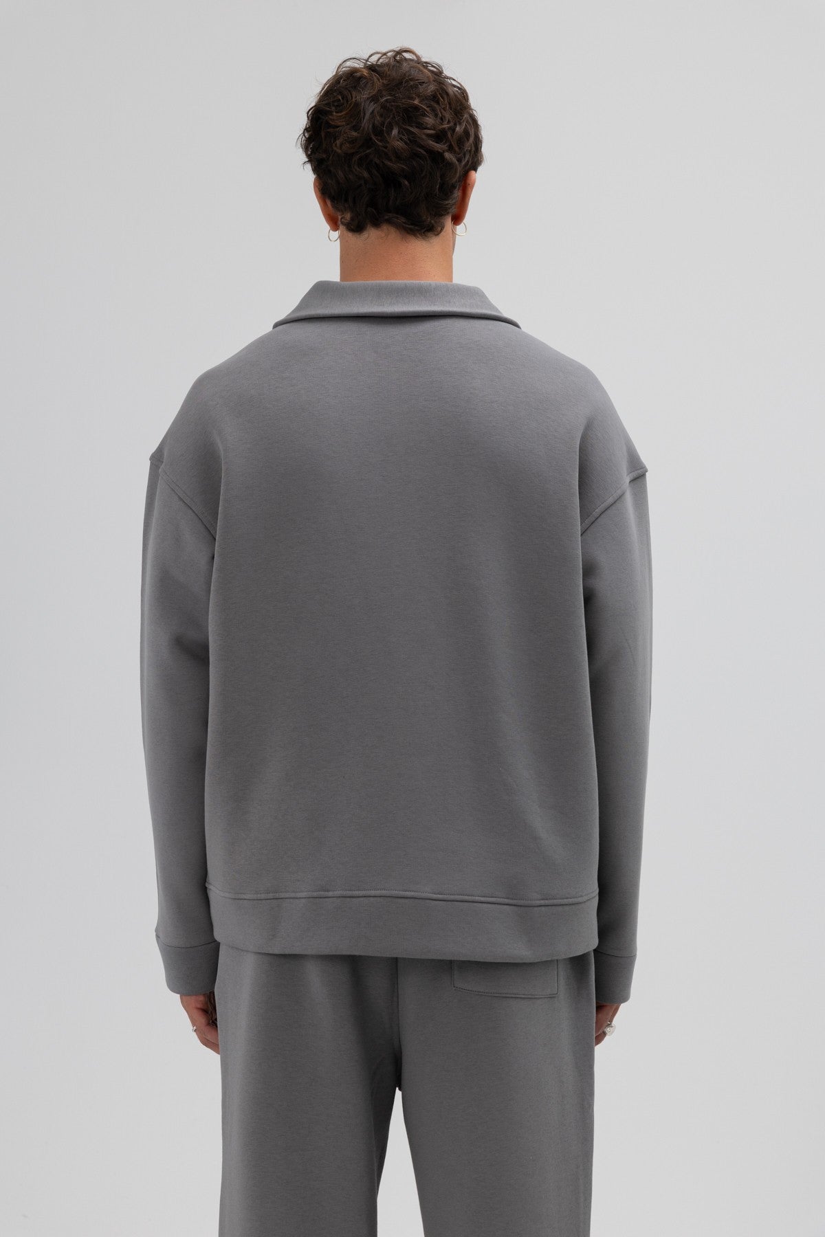 Oversize Önü Fermuarlı Dik Yaka Sweatshirt