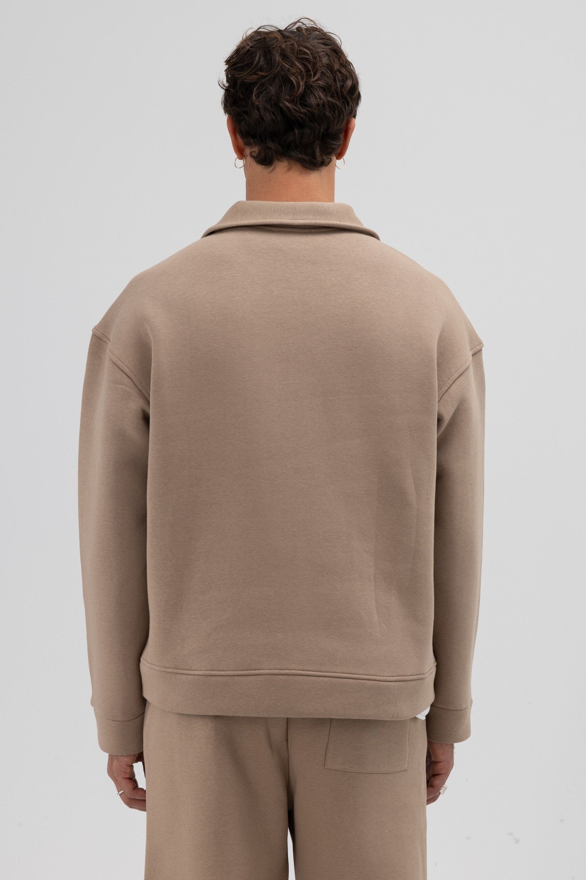 Oversize Önü Fermuarlı Dik Yaka Sweatshirt