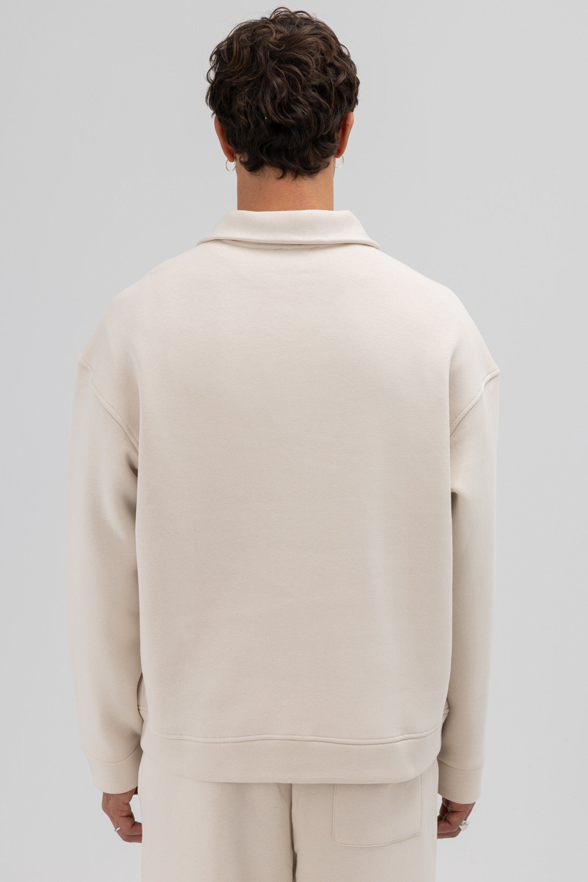 Oversize Önü Fermuarlı Dik Yaka Sweatshirt