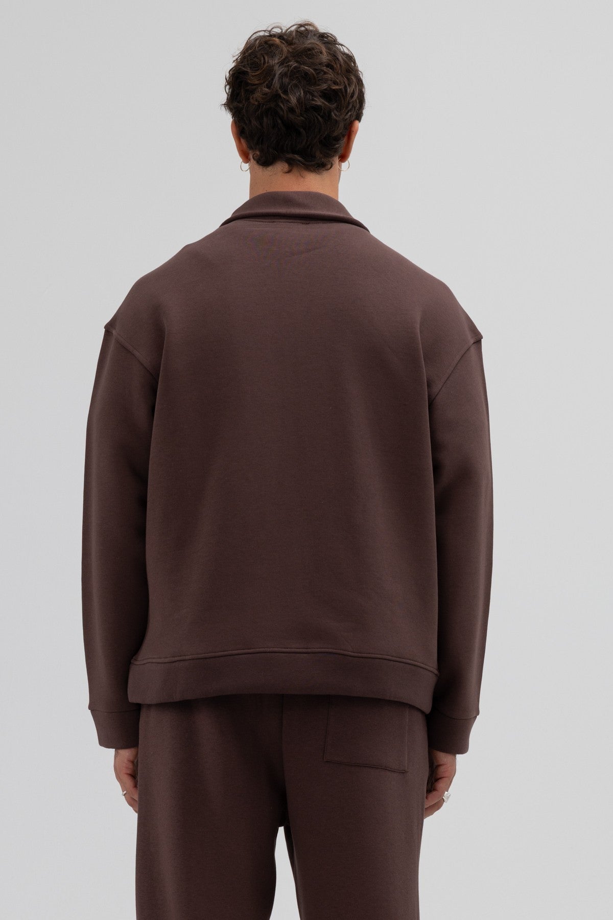 Oversize Önü Fermuarlı Dik Yaka Sweatshirt