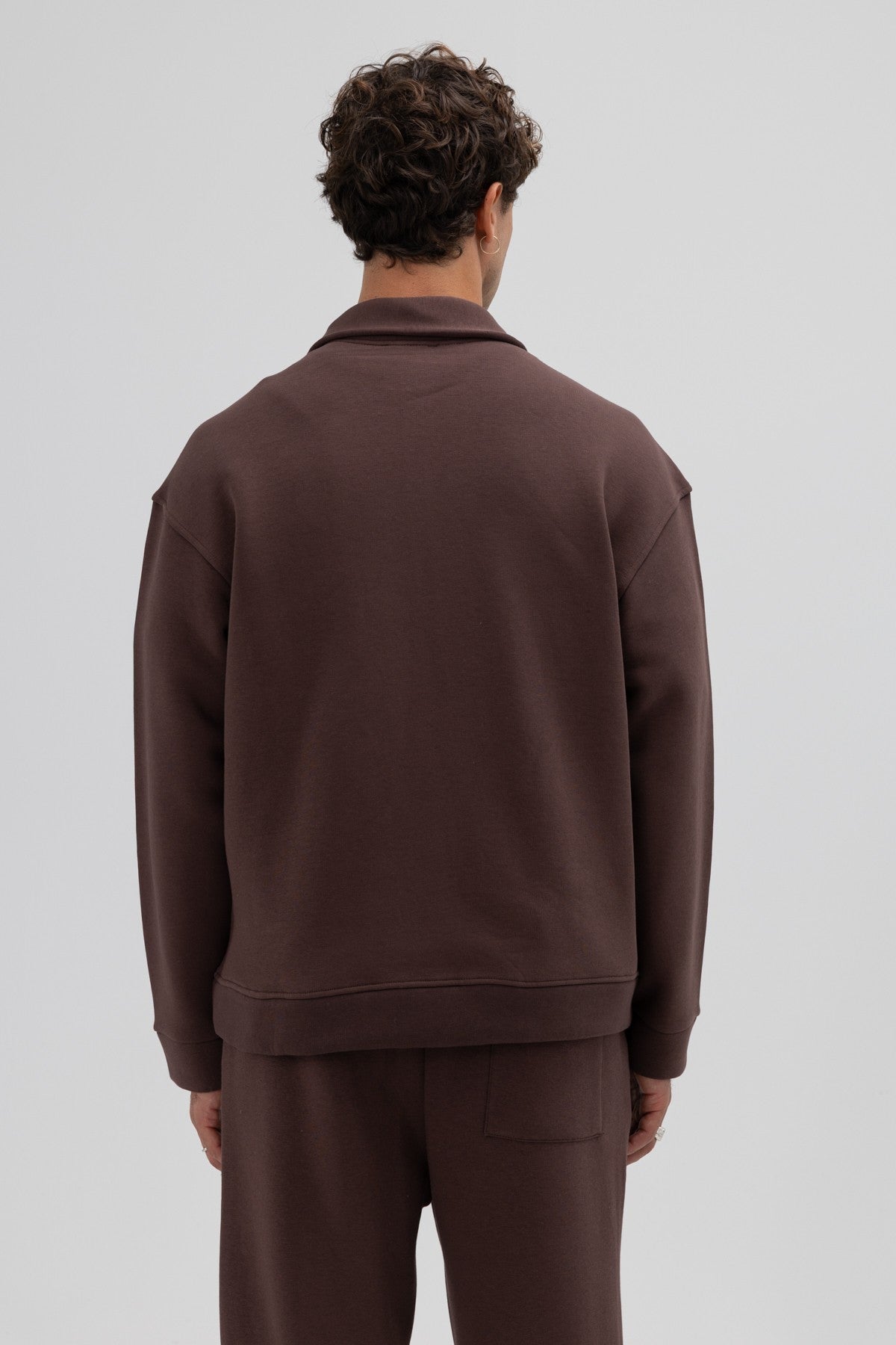 Oversize Önü Fermuarlı Dik Yaka Sweatshirt