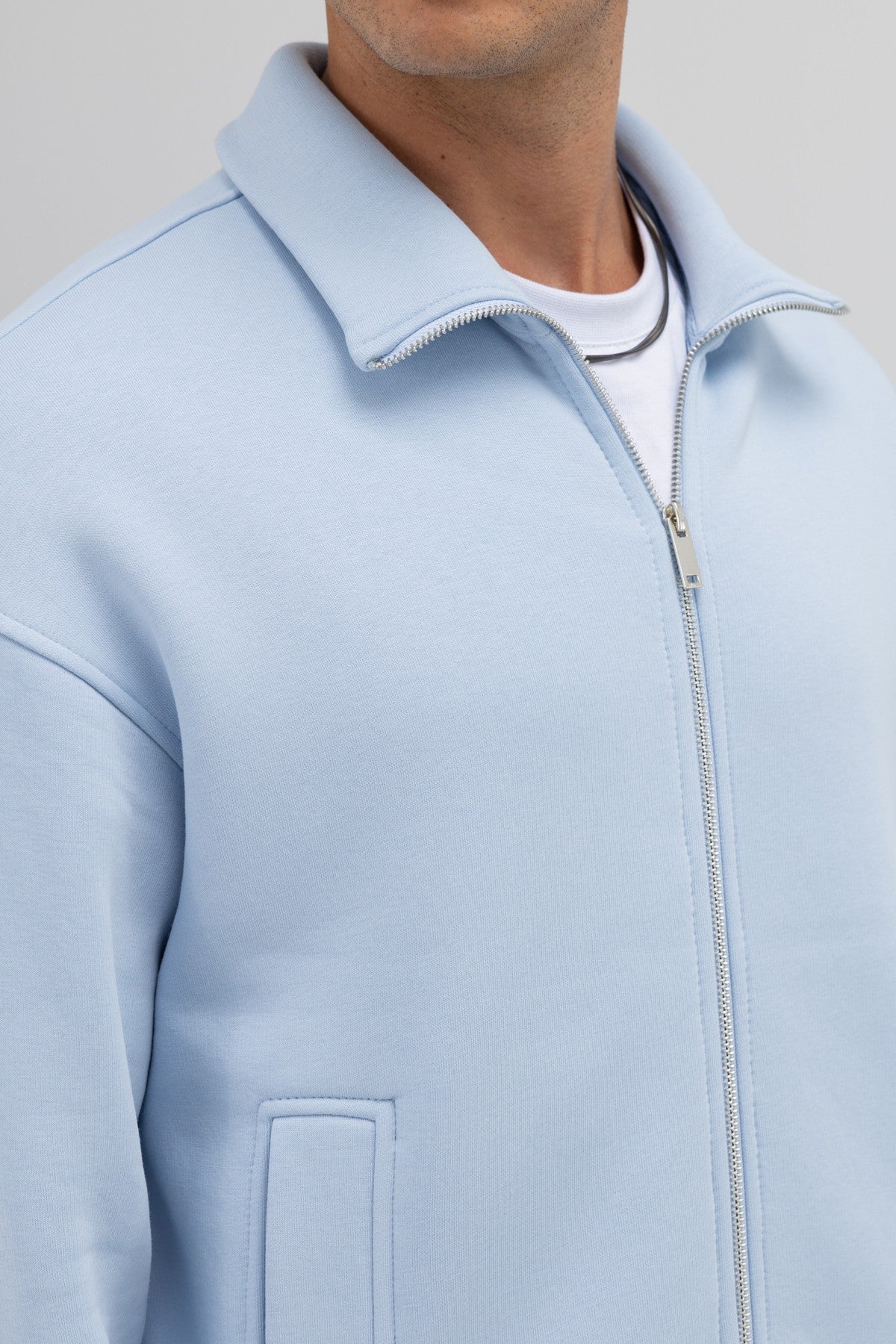 Oversize Önü Fermuarlı Dik Yaka Sweatshirt