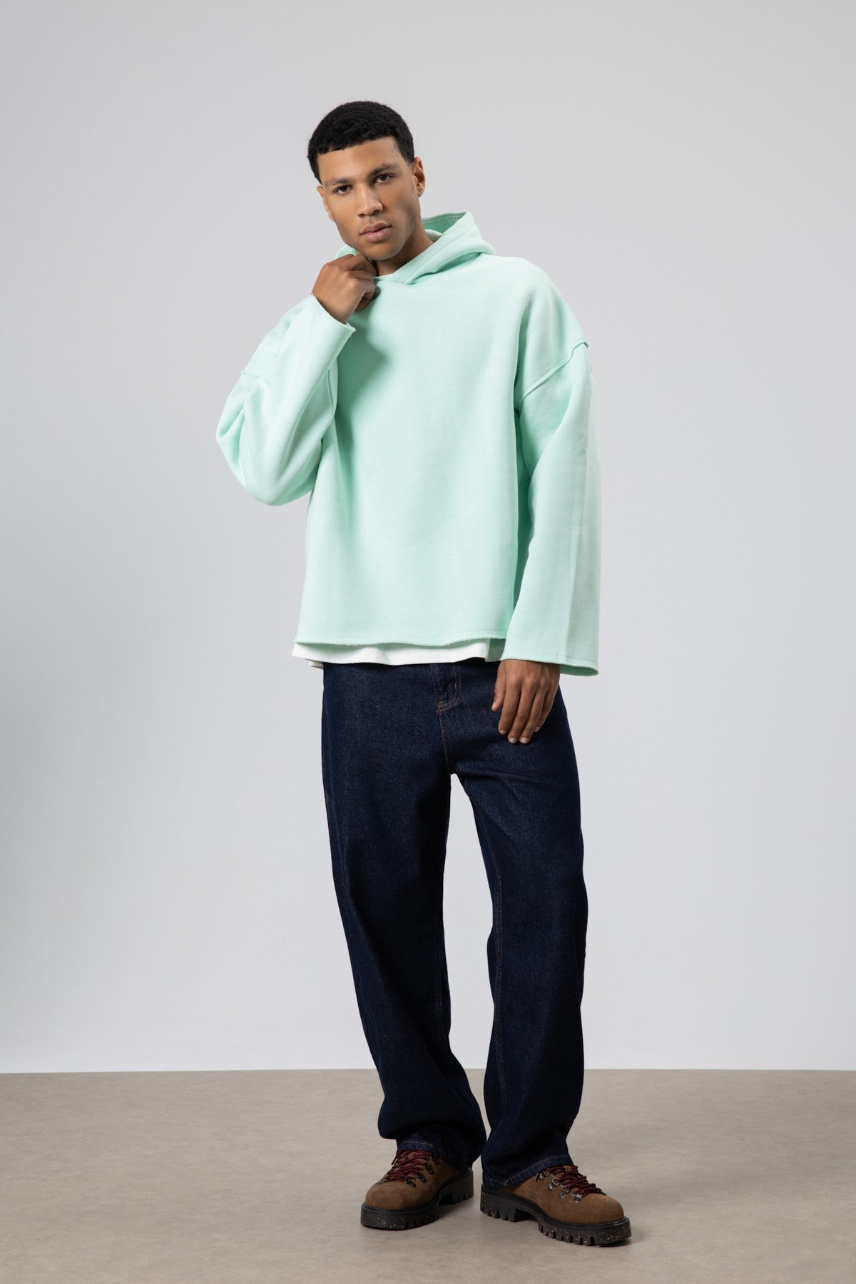 Basic Oversize Dikişsiz Kapüşonlu Sweatshirt