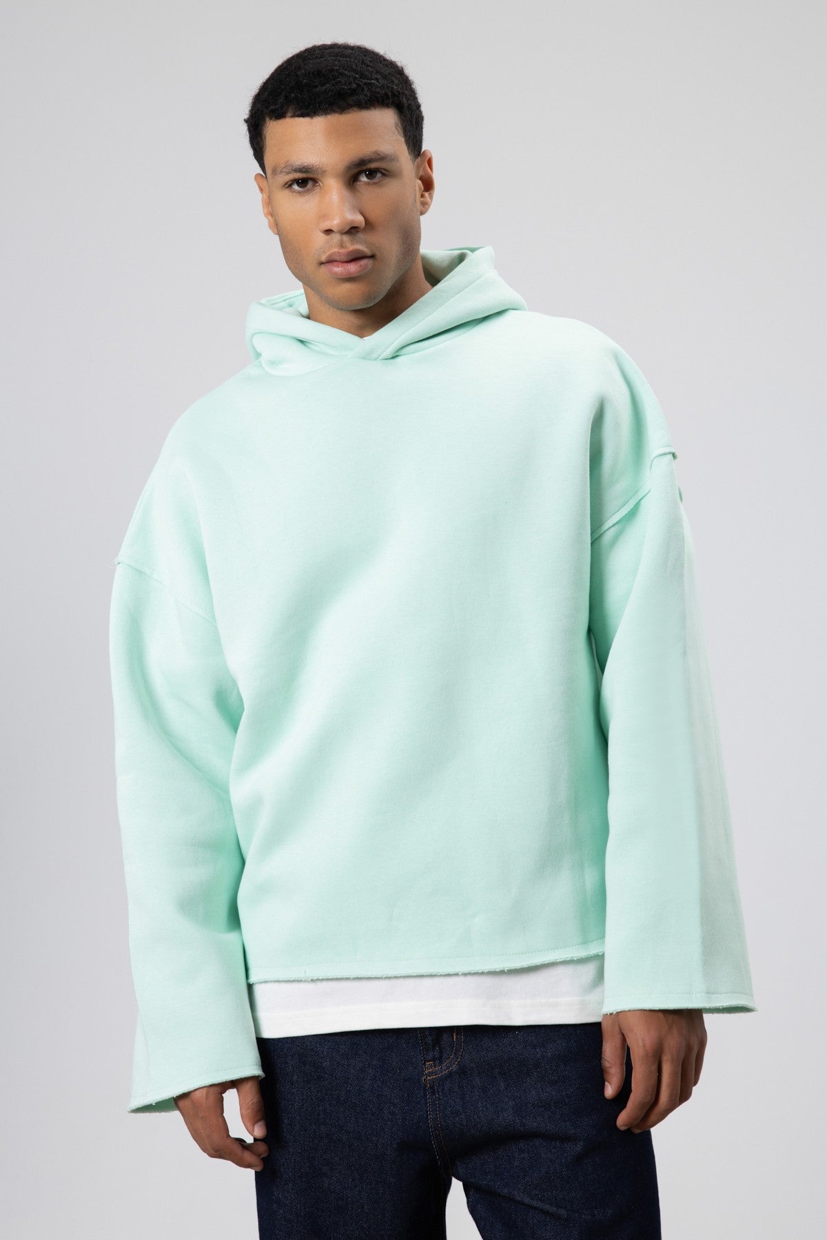 Basic Oversize Dikişsiz Kapüşonlu Sweatshirt