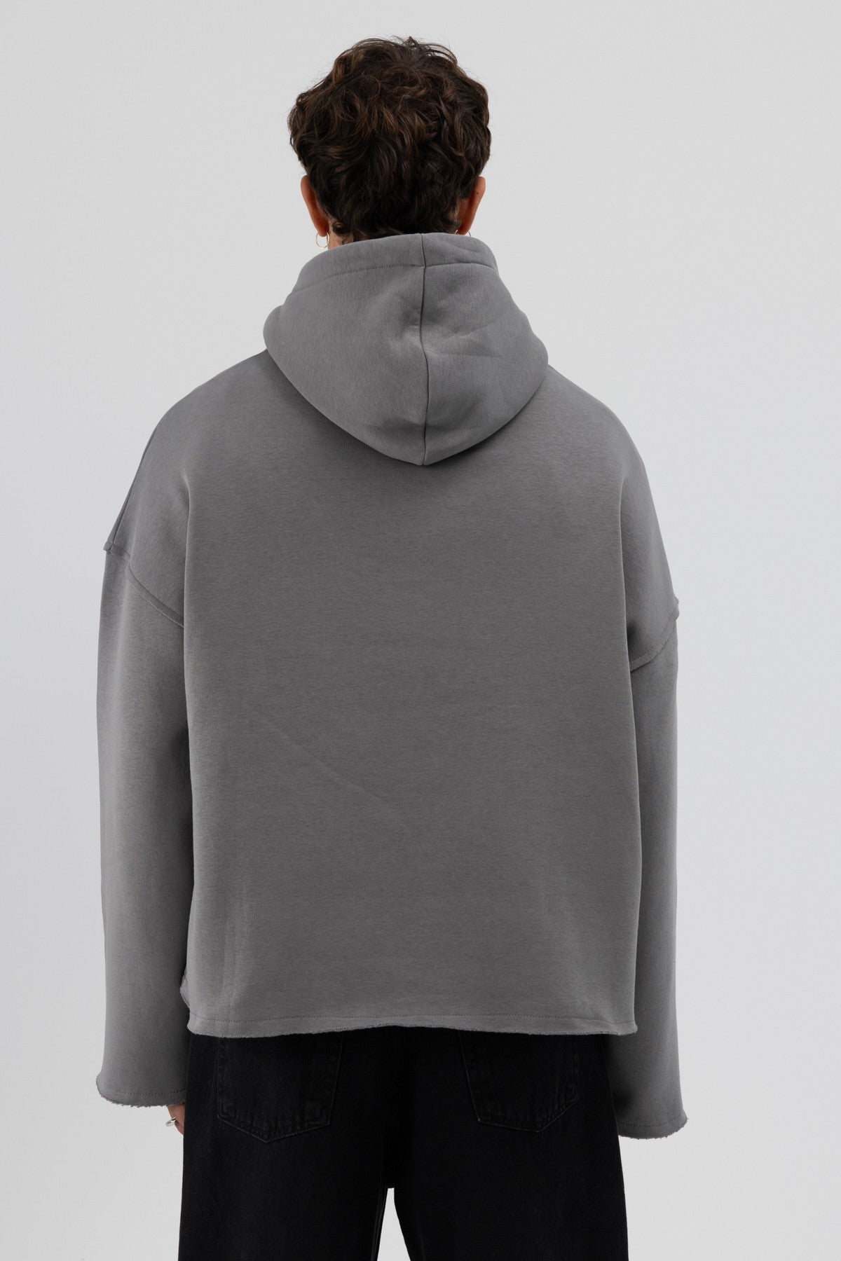 Basic Oversize Dikişsiz Kapüşonlu Sweatshirt