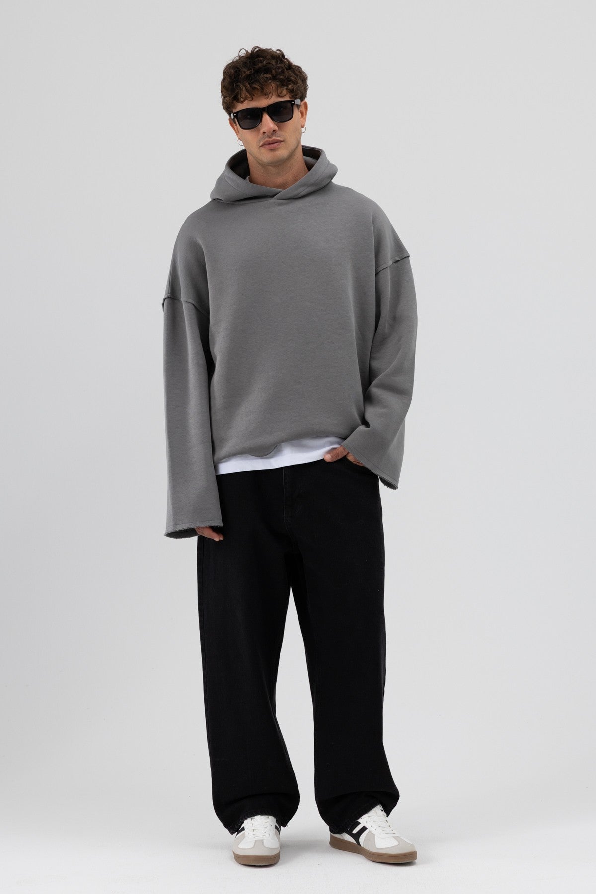 Basic Oversize Dikişsiz Kapüşonlu Sweatshirt
