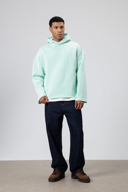 Basic Oversize Dikişsiz Kapüşonlu Sweatshirt
