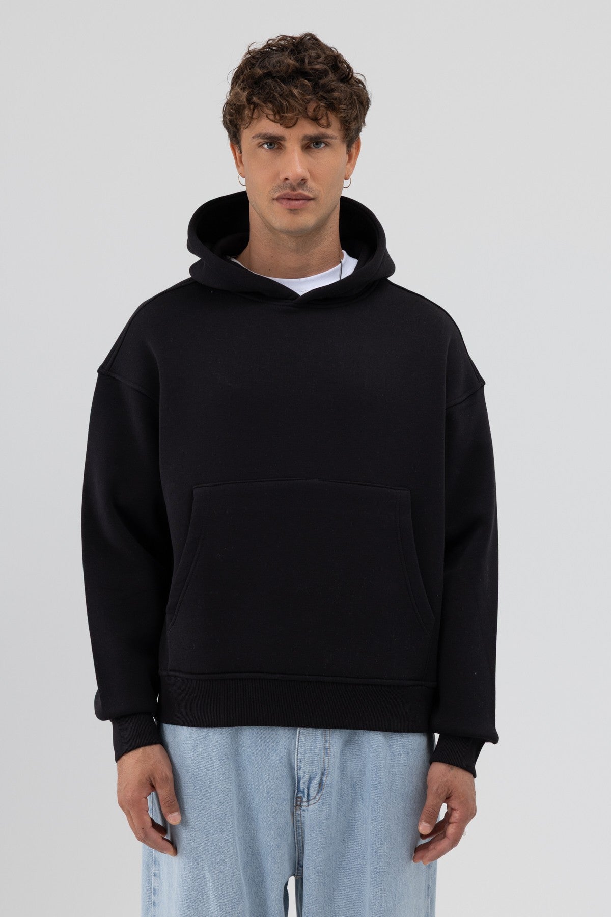 Basic Kapüşonlu Boxy Fit Sweatshirt