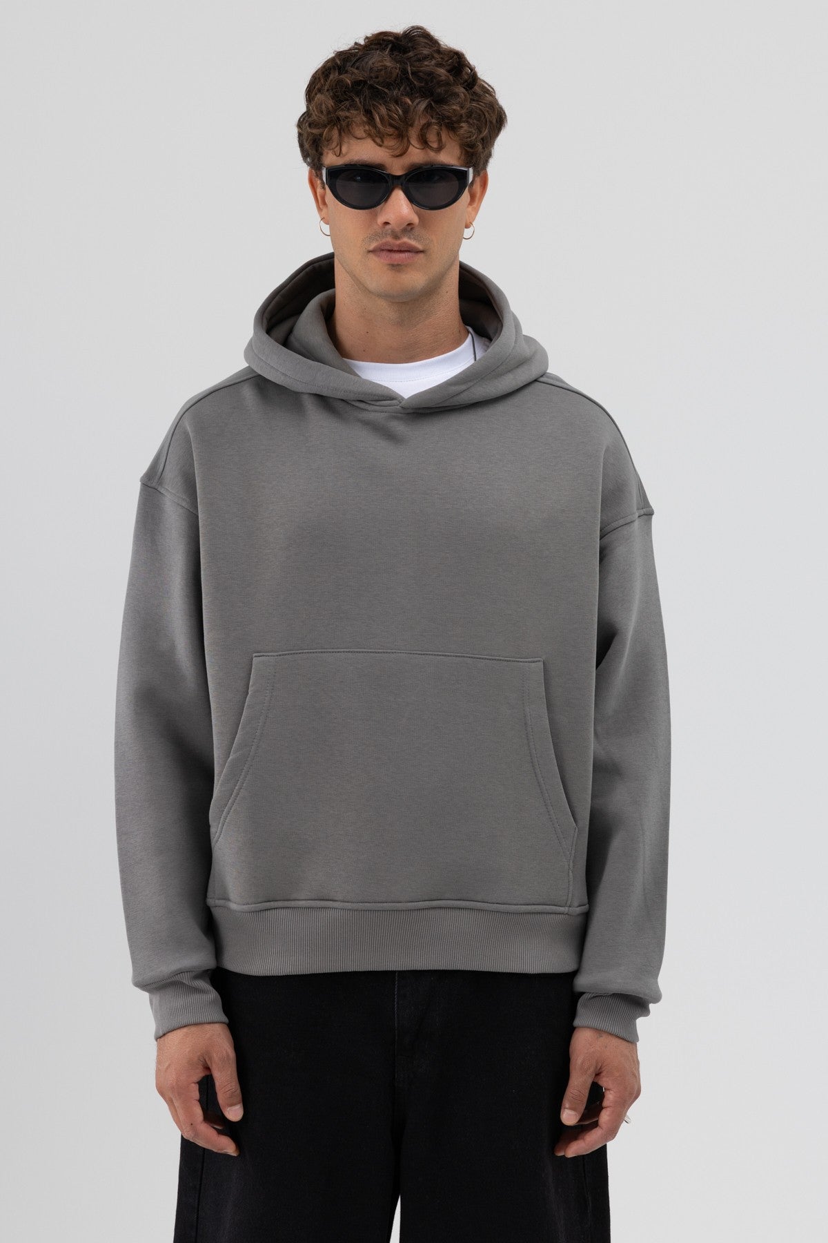 Basic Kapüşonlu Boxy Fit Sweatshirt