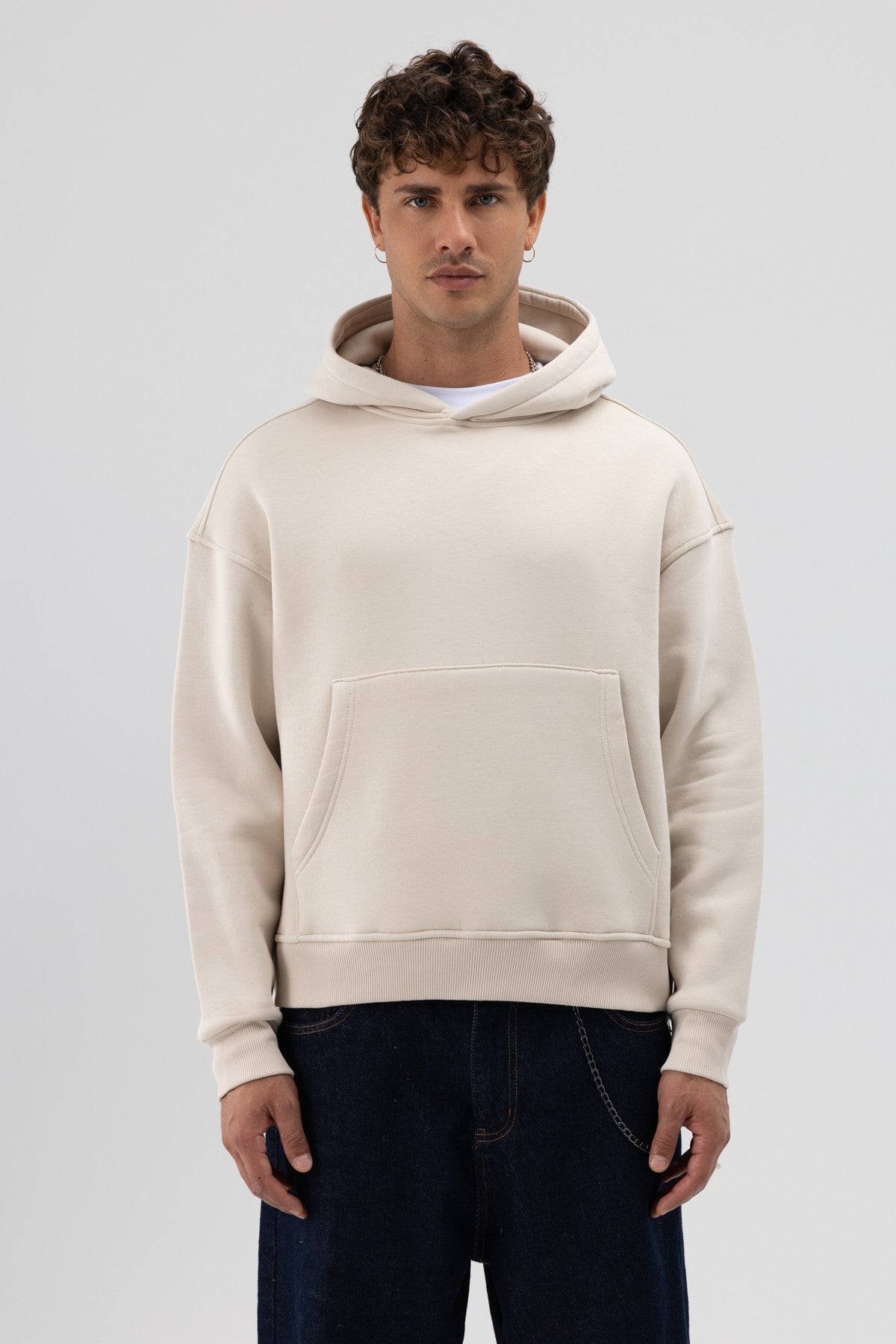 Basic Kapüşonlu Boxy Fit Sweatshirt