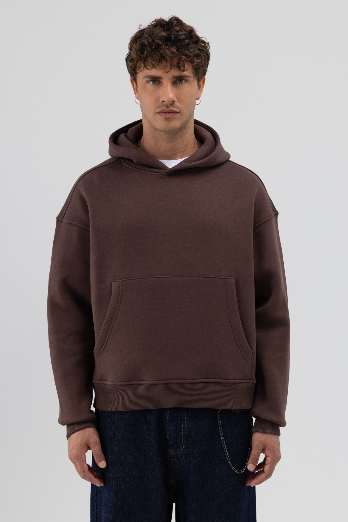 Basic Kapüşonlu Boxy Fit Sweatshirt