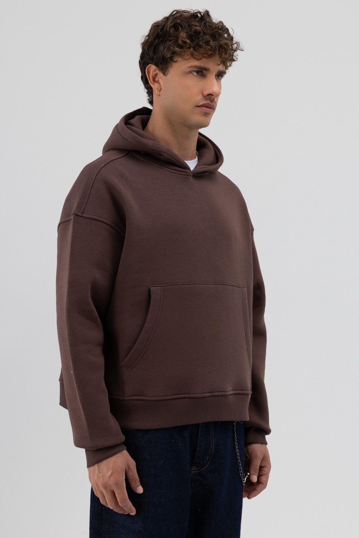 Basic Kapüşonlu Boxy Fit Sweatshirt