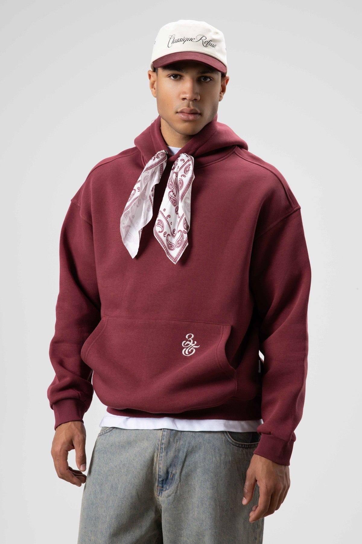 Oversize Fular Detaylı Kapüşonlu Sweatshirt