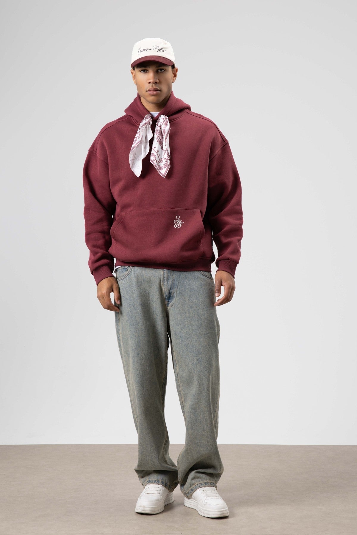 Oversize Fular Detaylı Kapüşonlu Sweatshirt
