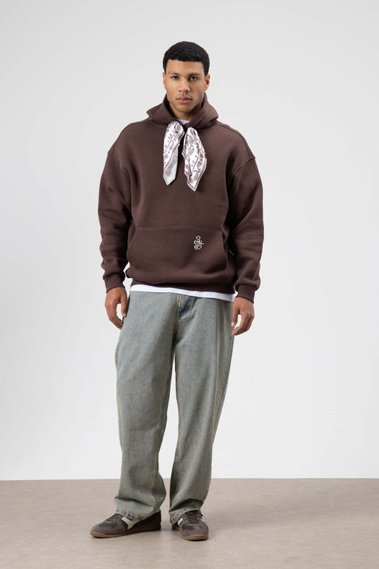 Oversize Fular Detaylı Kapüşonlu Sweatshirt