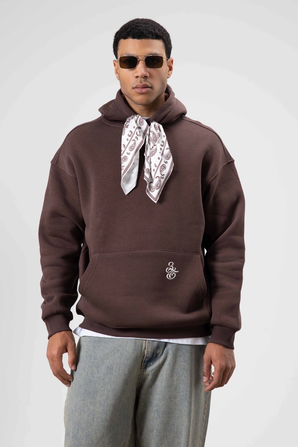 Oversize Fular Detaylı Kapüşonlu Sweatshirt