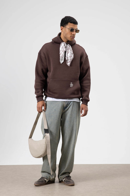 Oversize Fular Detaylı Kapüşonlu Sweatshirt