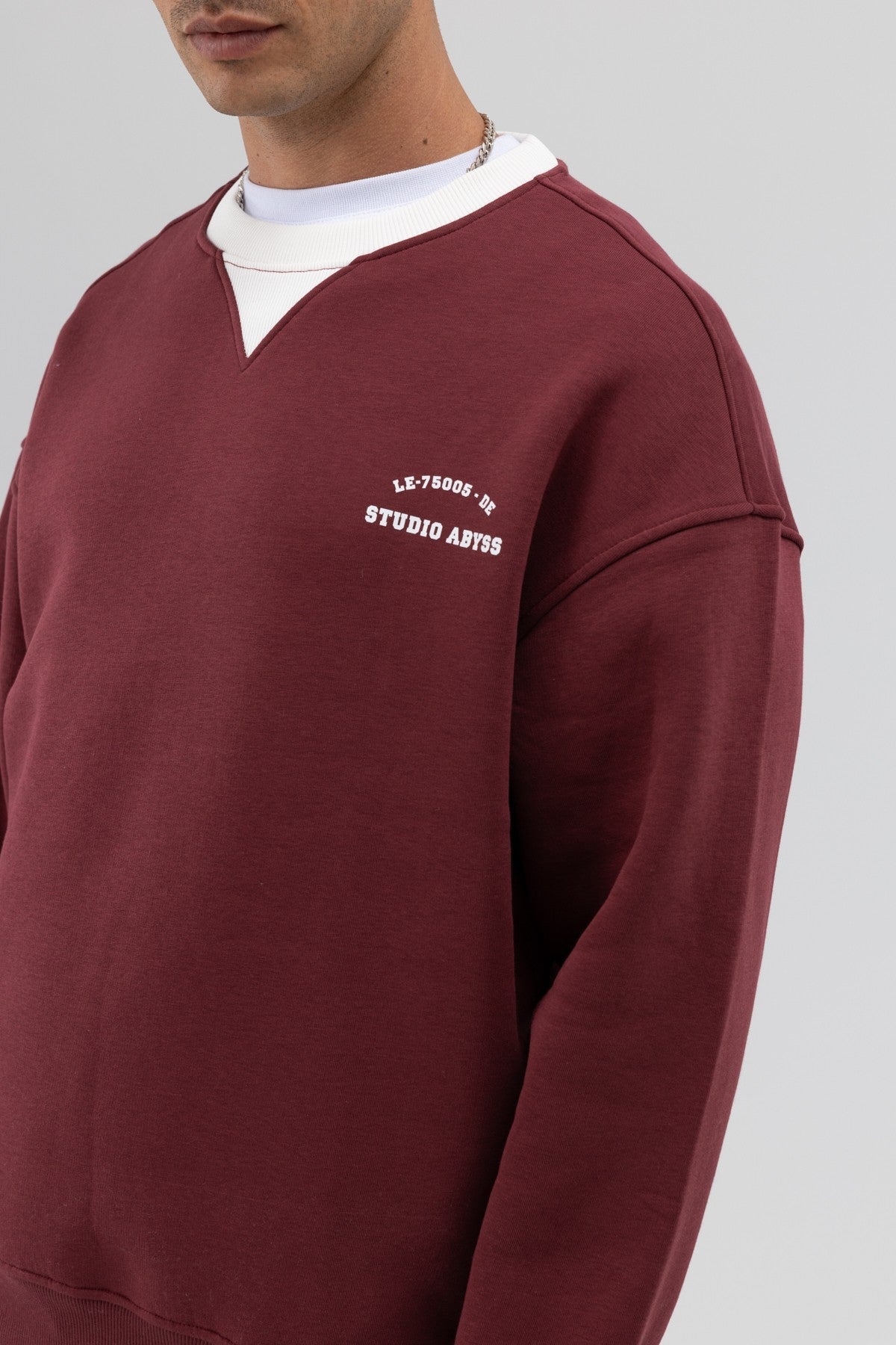 Oversize Bisiklet Yaka Baskılı Sweatshirt