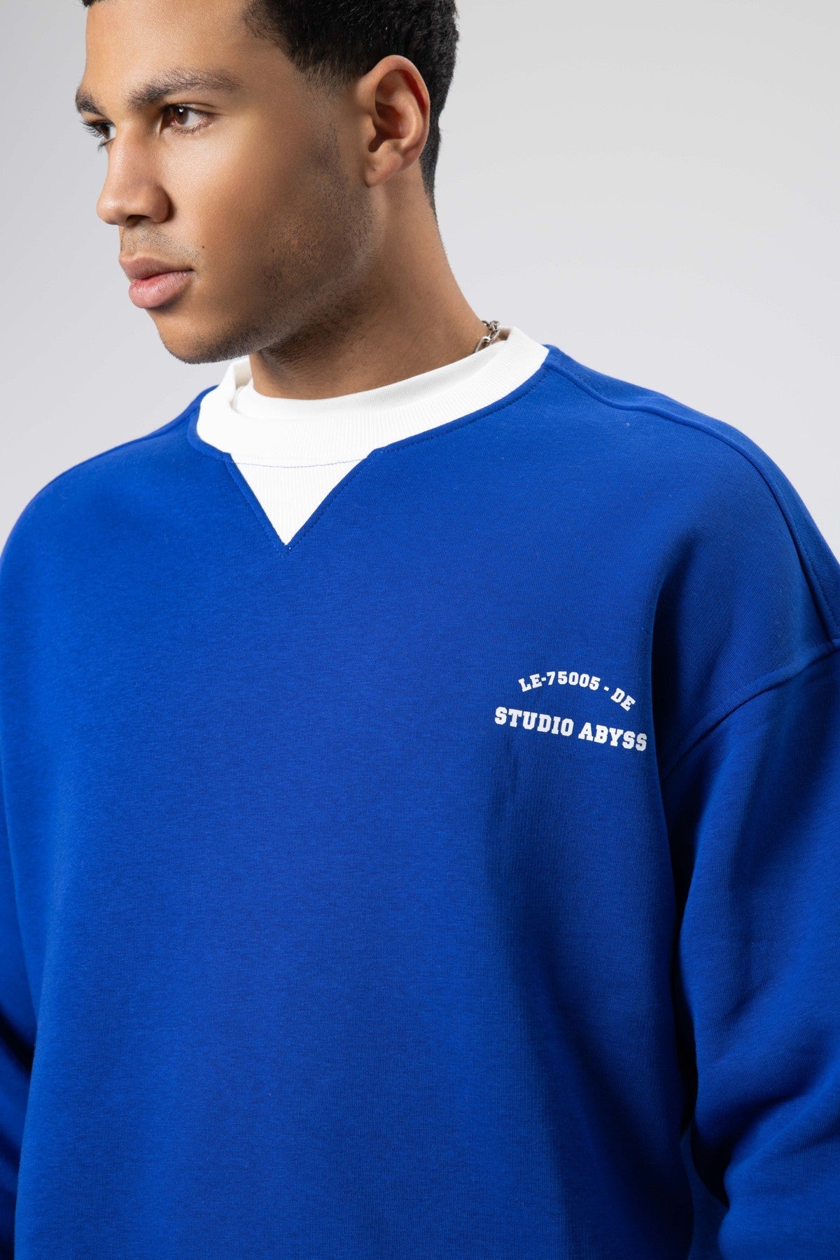 Oversize Bisiklet Yaka Baskılı Sweatshirt