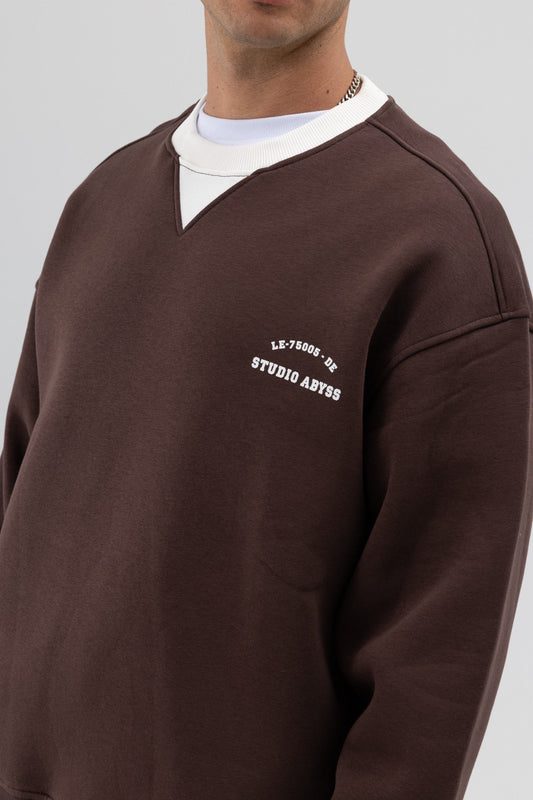 Oversize Bisiklet Yaka Baskılı Sweatshirt