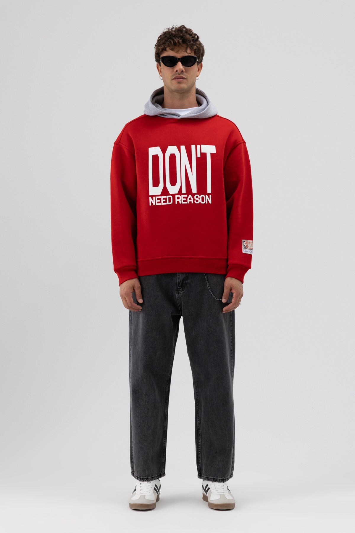 Çift Renk Baskılı Oversize Sweatshirt