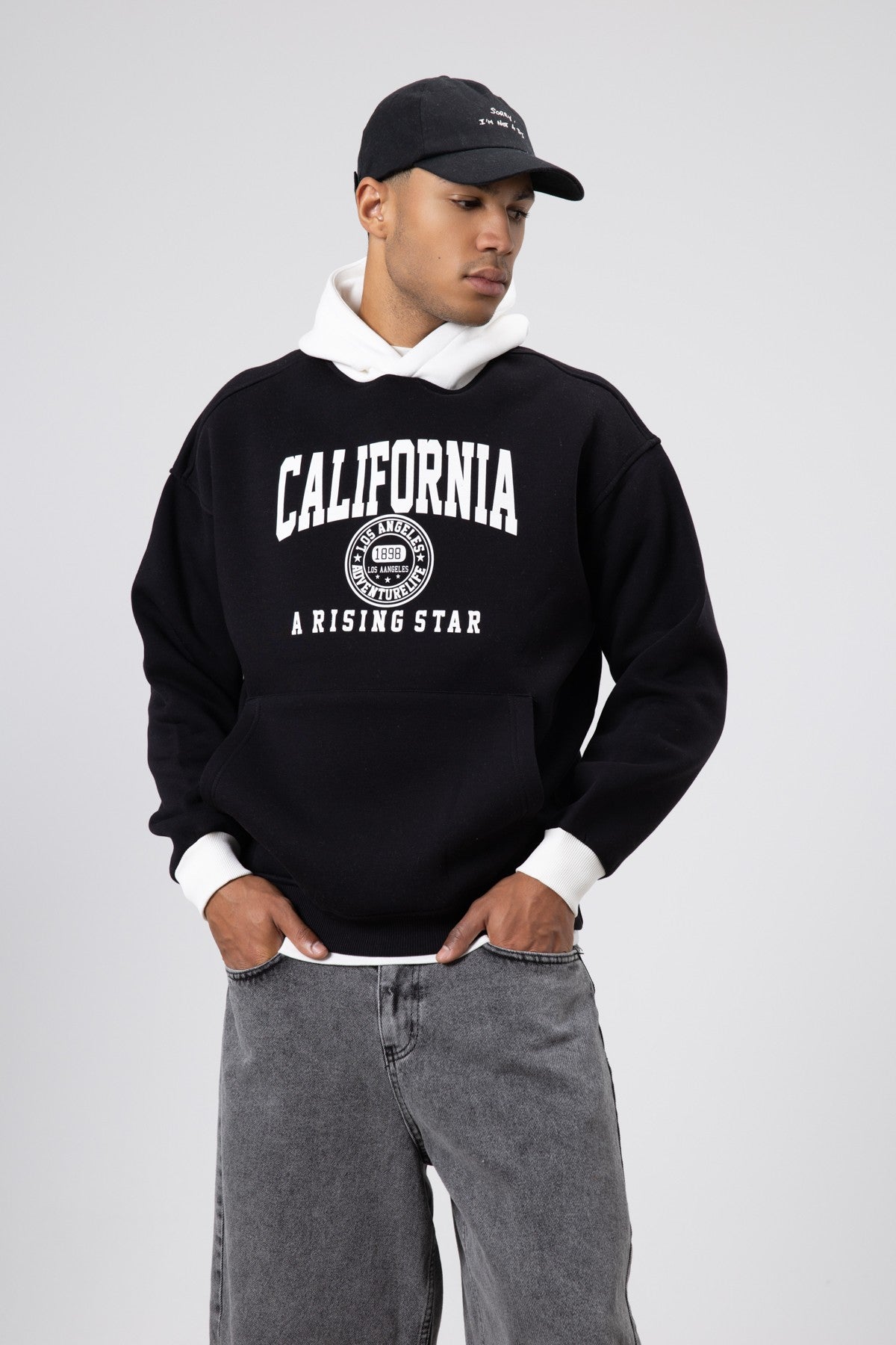 Çift Renk Baskılı Oversize Sweatshirt