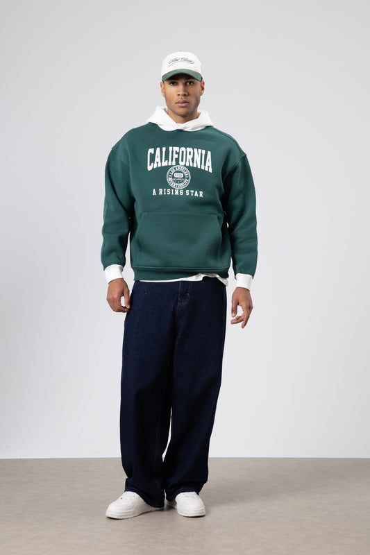 Çift Renk Baskılı Oversize Sweatshirt