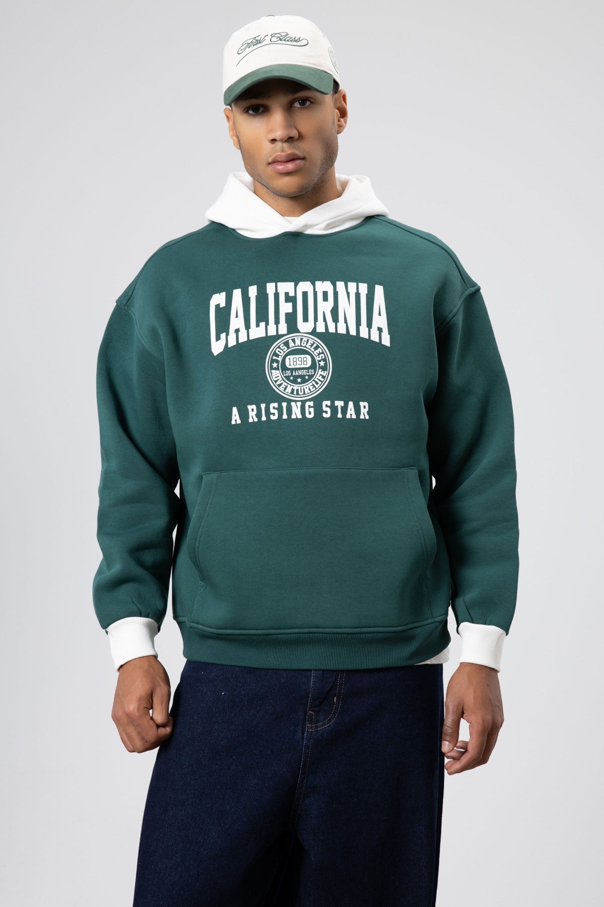 Çift Renk Baskılı Oversize Sweatshirt