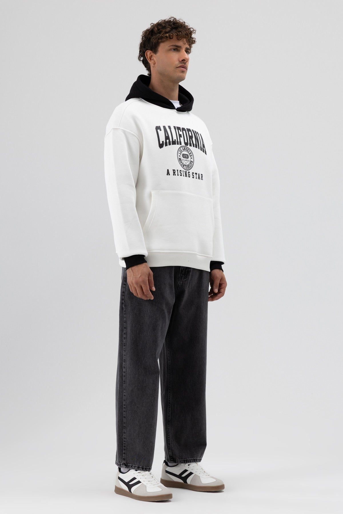 Çift Renk Baskılı Oversize Sweatshirt