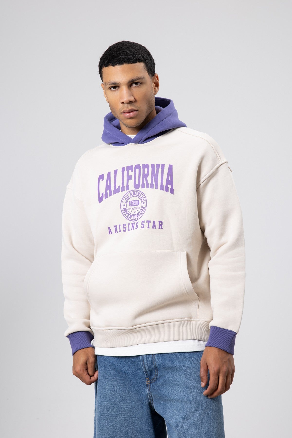 Çift Renk Baskılı Oversize Sweatshirt