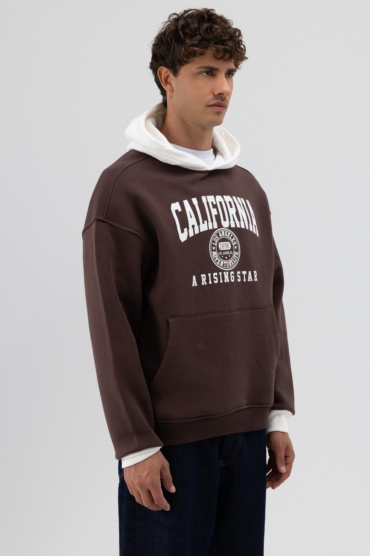 Çift Renk Baskılı Oversize Sweatshirt