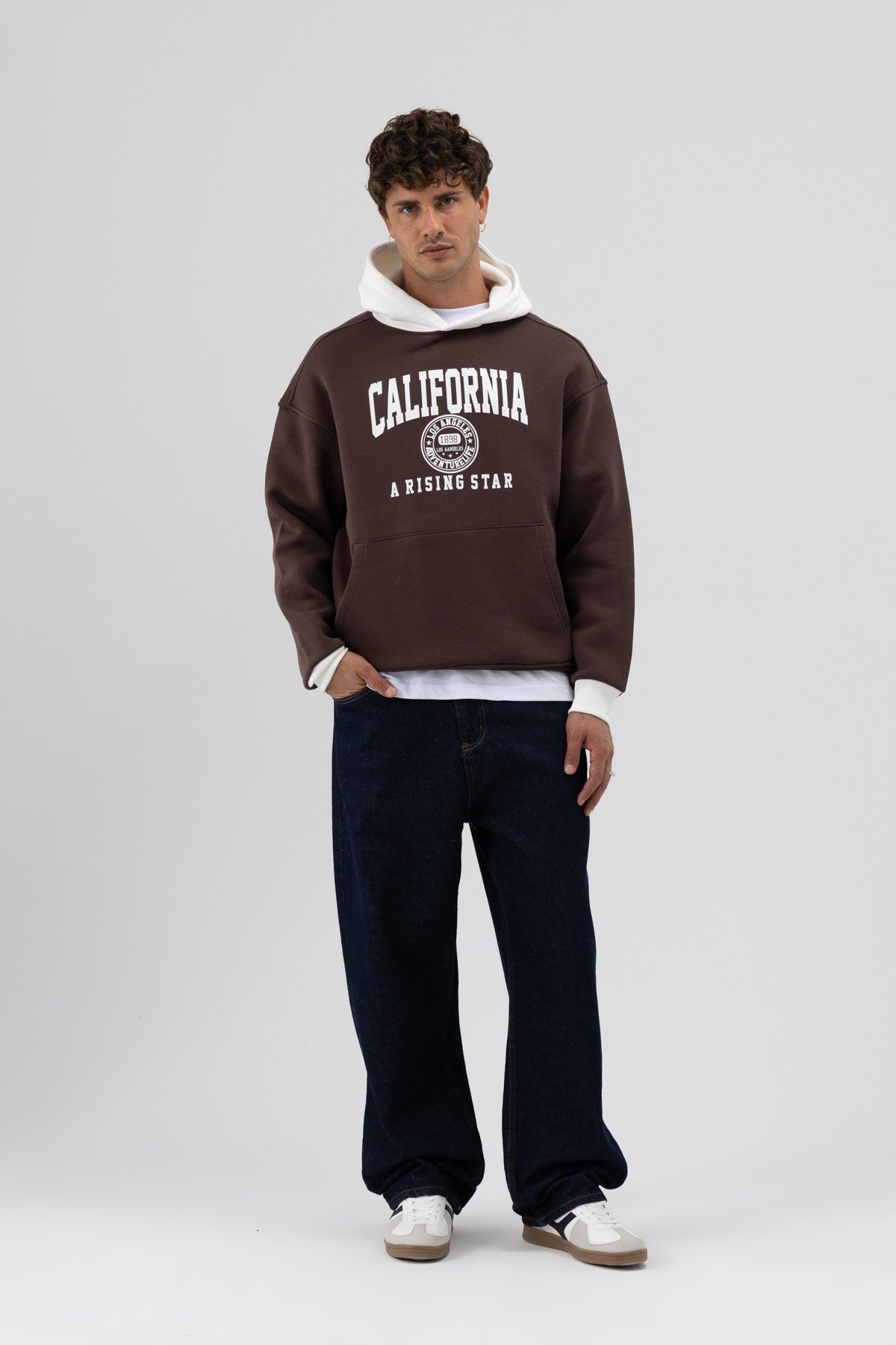 Çift Renk Baskılı Oversize Sweatshirt